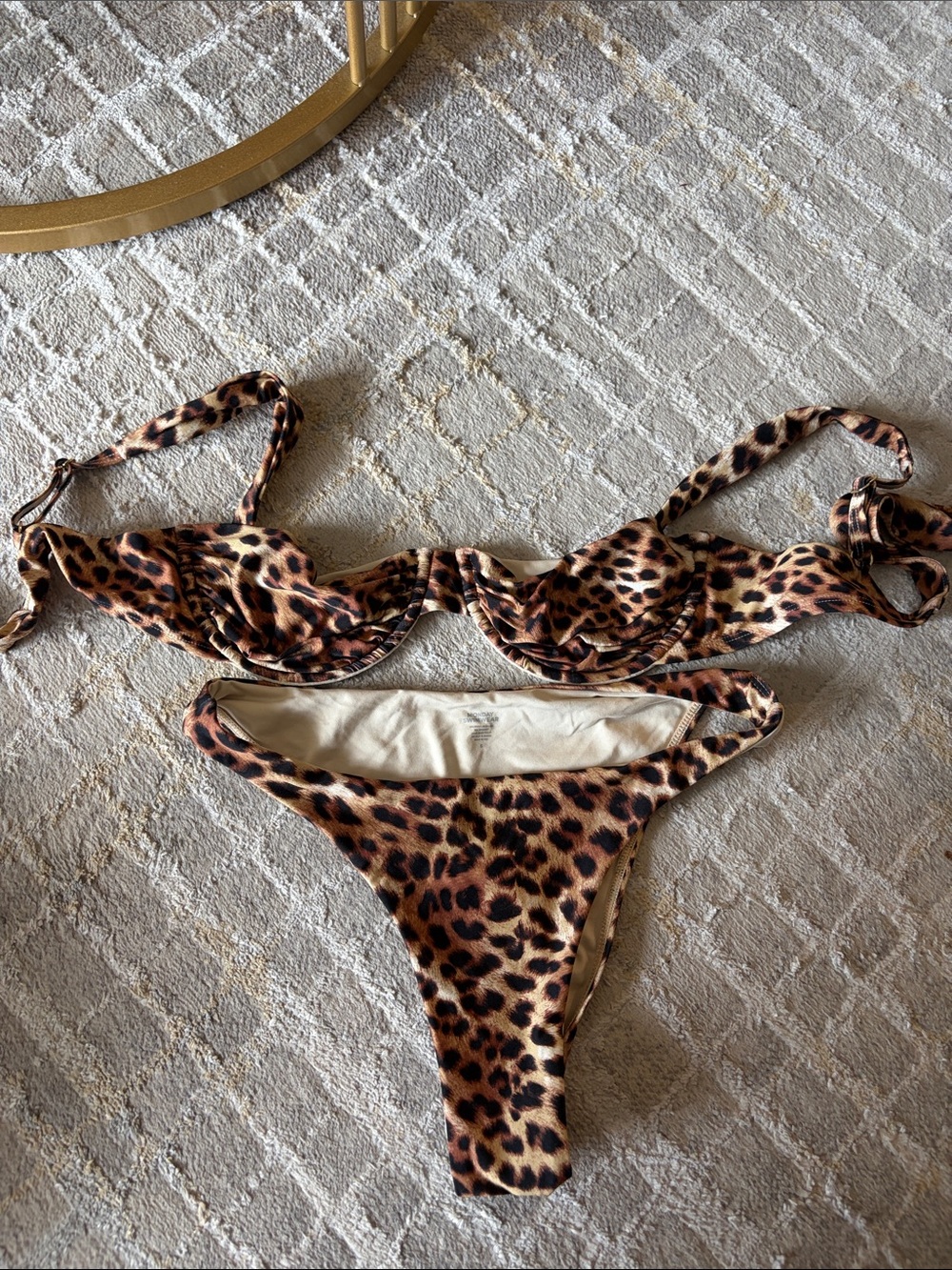 Monday Swimwear Leopard Print Bandeau Bikini Set - Brown & Black